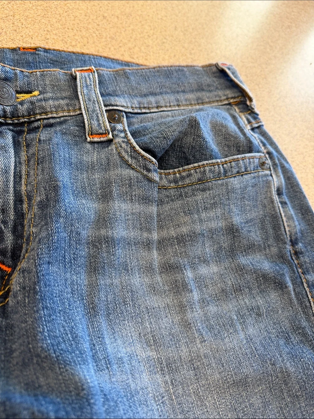 True Religion Men's Medium Blue Relaxed Straight Ricky Jeans 32X31